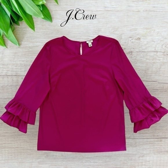 J.Crew pink stretch cotton ruffle sleeve top *shop@iamwarrior - Picture 4 of 9